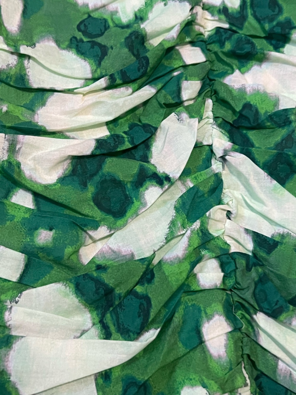 Zara Ruffled Ruched Sides Green/Ivory/Lavender Mini Skirt - Picture 6 of 11